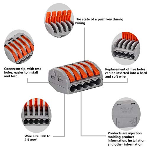 Elektrische aansluitkit, automatische terminalblokken, snelkabelconnector, compacte kabelconnector, 14 stuks met 2 ingangen, 14 stuks met 3 ingangen, 10 stuks met 4 ingangen, 8 stuks met 5 5