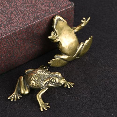 2PCs Feng Shui Geld Kikker fortuin, prachtige retro hand gepolijste Lucky Pad decoraties Charm Wealth Frog voor interieur ornamenten