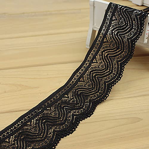 Elasticiteit Lace Ribbon Lace Trim Decoratieve Ribbon Lace Edges Libbons voor verjaardag Uitnodigingen, Tafel Decoraties, Trouwjurken, Cadeauverpakking, Zwart