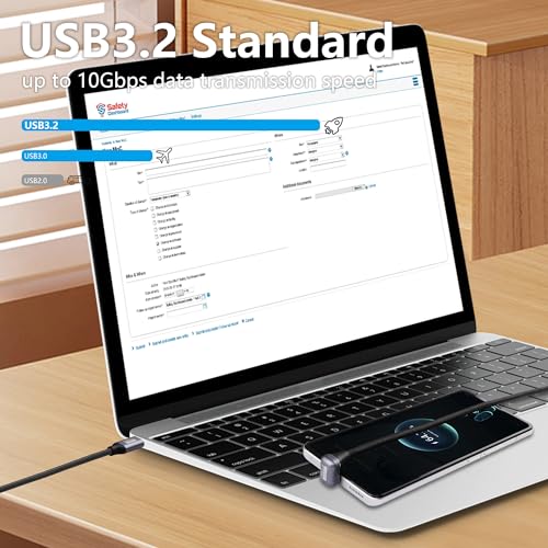 USB C naar C Kabel, 100W, U Vorm, Achter gebogen, USB-C USB 3.2, Type C, Man tot vrouw, 10Gbps Data Extension, Gevlochten Nylon Fast Charging Kabel voor USB C apparaten (1m) 4