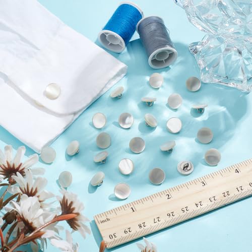 30 st. Shell Shaft knopen, 11mm Witte Shank knoop, Moeder van Pearl knoppen met Shaft, Natuurlijke Parel, MOP knoppen, Shirt Shell knoppen voor kostuums, Naaien, DIY ambachten, Haak 4