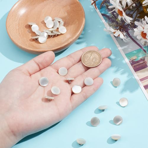 30 st. Shell Shaft knopen, 11mm Witte Shank knoop, Moeder van Pearl knoppen met Shaft, Natuurlijke Parel, MOP knoppen, Shirt Shell knoppen voor kostuums, Naaien, DIY ambachten, Haak 3