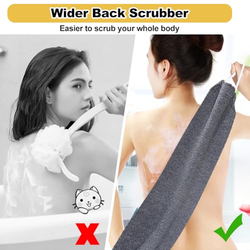 Douche terug Scrubbers Dubbele laag/zij-terug Wasser voor douche met handgrepen body scrubber Exfoliator voor vrouwen met body scrub handschoenen 3