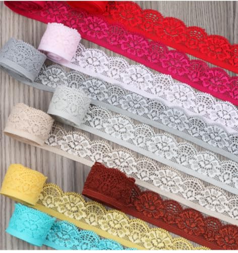 5 Yards Elasticity Lace Tape Lace Trim, 25mm Lace Trim Lace Finish Decoratieve Band Band Band Bands voor Naaien, Kantranden voor Ambachten, Naaiaccessoires, Jurk, Bruiloft, Ondergoed, Zwart 4