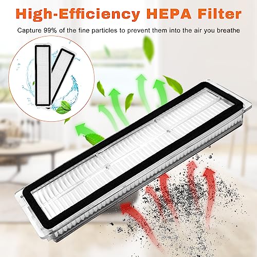 Pack of 17 Spare Parts Compatibel met Dream D9 D9 Max L10 Pro Stofzuiger Accessoires, Trouver Finder Robot Stofzuiger Inclusief 2 hoofdborstels, 6 zijborstels, 4 filters, 4 doekjes, 1 4