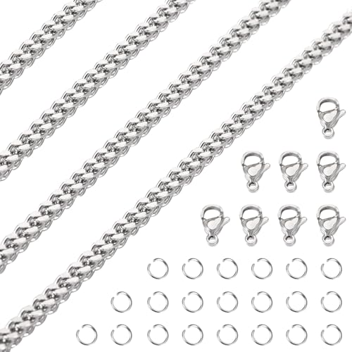 5M roestvrij stalen curb ketting 5x3x3mm ongelaste getwiste metalen slang ketting ketting maken Kit met Jump Rings Klauw sluitingen voor DIY armband sieraden maken