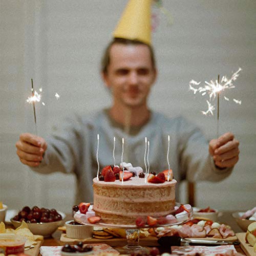 24st Verjaardag Kaarsen Spiraal Verjaardag Cake Kaarsen Lange Cupcake Kaarsen voor verjaardag bruiloft decoratie (Zilver) 5