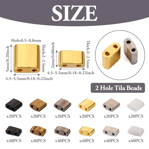 360 Stuks Glas Zaad kralen, Tila kralen, 2 Hole Spacer kralen Rechthoekige platte drager Kralen voor het maken van meerdere onderdelen armbanden ketting sieraden maken 3