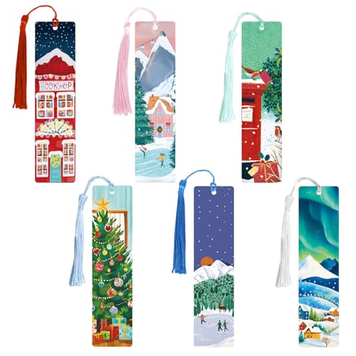 6Stuks Papier Bladwijzers Kerstmis Ontwerp Boek Marker Vintage Book Mark met Tassels voor mannen Vrouwen Boek Lovers Stationery Bookish Reading Supply