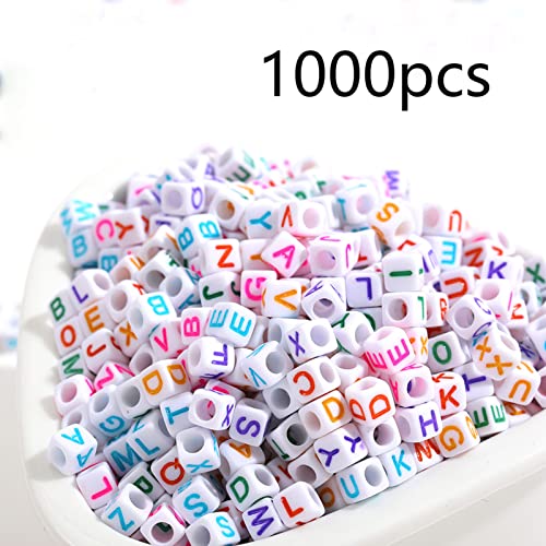 Acryl brief kralen 1000 st 6mm witte kralen zwarte letters alfabet kralen A tot Z kubus voor DIY het maken van armbanden ketting sieraden