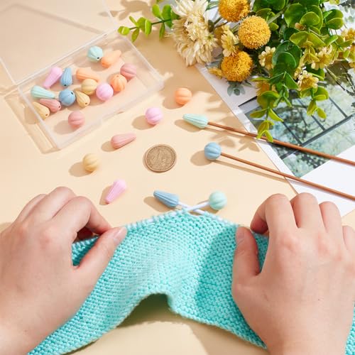 24 st 2 Styles Pumpkin breinaald Stoppers, Silicone breinaald Tip Guards Drop Shaped Naaldstoppers Focal Beads voor Pennen, Stitch Stoppers Supplies voor DIY Crafts 3