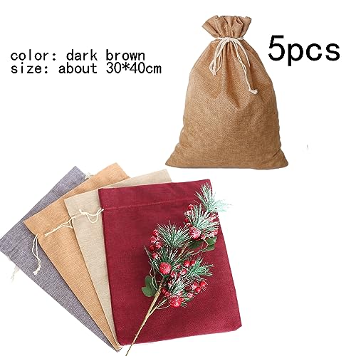 Jute Tassen Advent Kalender Tassen Geschenken voor bruiloft Advent Kalender (Donker Bruin / 30 x 40 cm / 5 stuks)