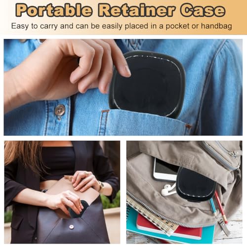 Tandheelkundige prothese houder, Portable Bracket Box met Strainer, Plastic Behoudapparaat Schoonmaak geval, Valse Tanden Container, met Aligner Removal Tool -Zwart 4