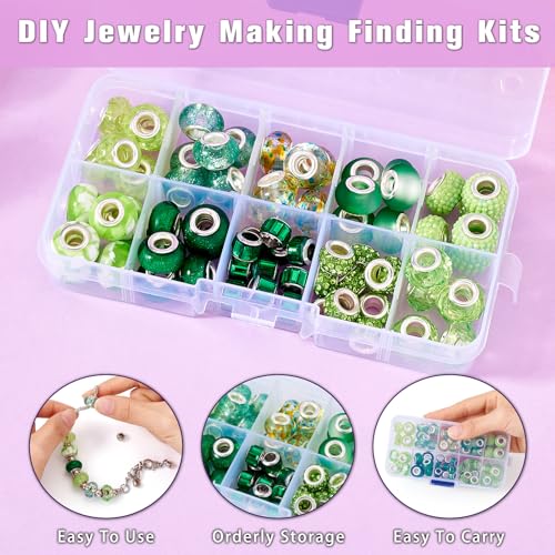 70 st. Hars Europees Kralen Rondelle Grote Hole Spacer Kralen met messing Cores Groene sieraden kralen Bulk voor DIY armband ketting oorbellen sieraden maken 3