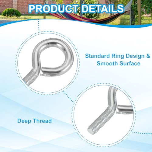 M3 x 16mm oogschroeven, 10 st Carbon Steel Schroefdrager Haakschroeven Schroeven met noot voor het ophangen of beveiligen van kabels, zilver 3