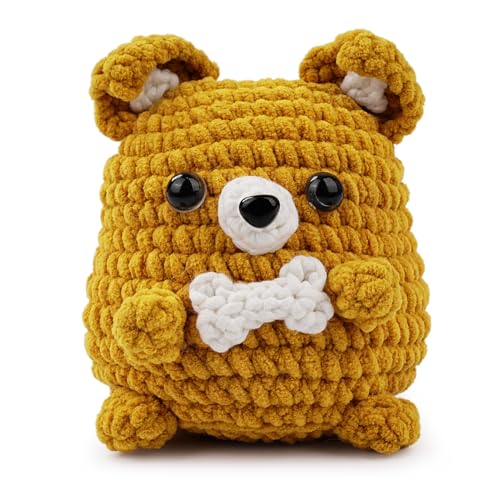 NesteldCrafts haak Set, Complete haak Set voor beginners en volwassenen, Breiset, Zachte garen, IJs Stripe lijn, Gift voor verjaardag, Stap-voor-stap Video instructies, Instructies (Puppy)