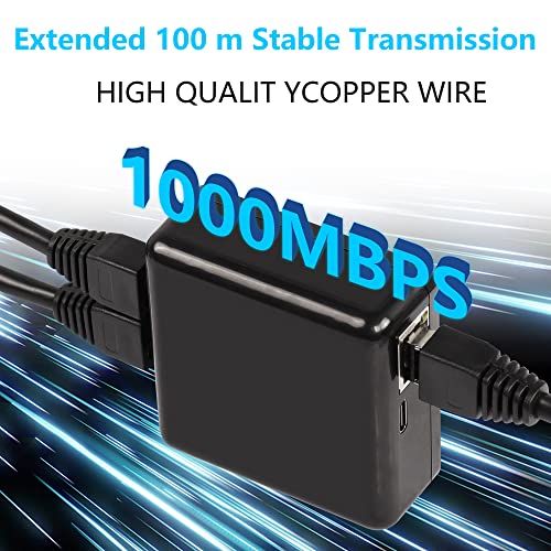 Ethernet Splitter RJ45 1 tot 2 Gigabit, 1000/100Mbps Network Switch, Ethernet Switch 2 Port met USB Power Port voor Computer, Hub, Switch, Router, ADSL, Settop Box, Digitale TV, enz. 3