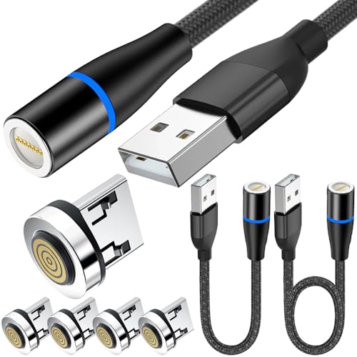 7-pins magnetische oplaadkabel, MicroUSB naar USB magnetische telefoonplaat met LED-lampje (2m+1m), met Micro USB magnetische tips