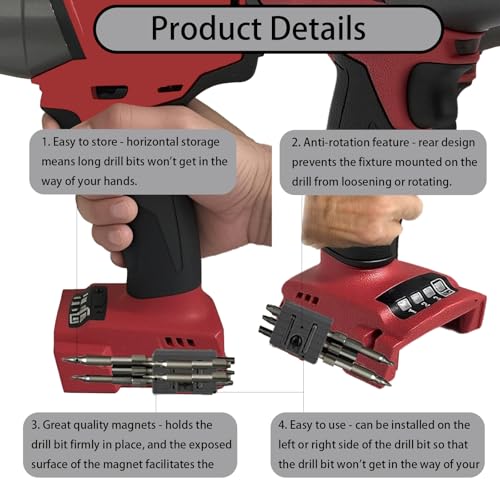 2 st Universele magnetische bit houders, geschikt voor zowel links als rechts kant van impact schroevendraaier met 6 schroeven Compatibel met Milwaukee Dewalt Ridgid Makita 4