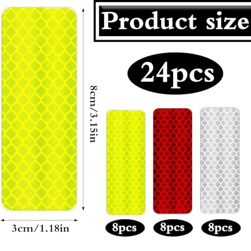 Waarschuwing Reflecterende Stickers, Reflecterende Tape, Zelf-Adhesive, Reflector Stickers, voor Fietsen en Helmen (verpakking van 24)