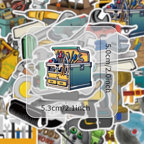 Bouw Gereedschap Stickers voor tieners en volwassenen, 50 stuks, Bouw Implementatie, Vinyl Sticker Set, Auto, Motorfiets, Fiets, Skateboard, Snowboard, Bagage, Laptop, Koffer, Helm 4