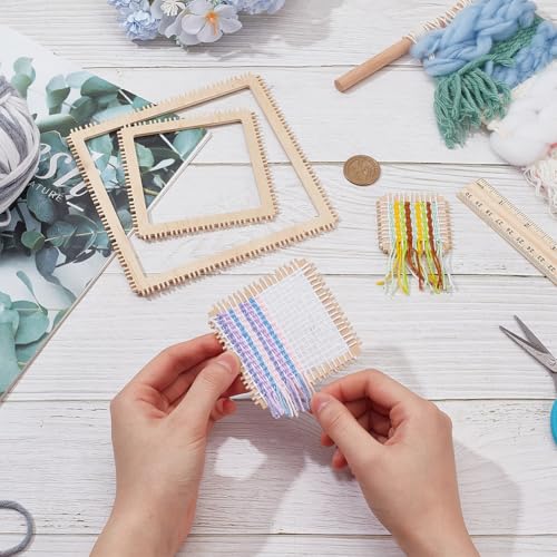 4 st. 4 maten Houten Loomset, Vierkante Breigereedschappen voor beginners, volwassenen, Weven en Weven Lovers, 5/7.6/10/15cm 4