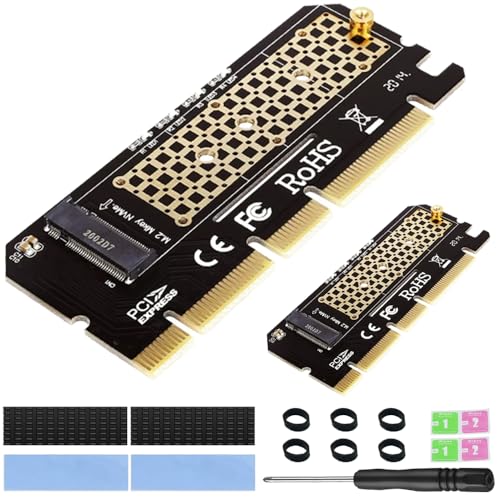 M.2 NVMe naar PCIe 4.0 X16/X8/X4 Adapterkaart met M.2 Aluminium Heat Sink, ondersteunt 2230, 2242, 2260, 2280 Solid State Drives (2 Pack)