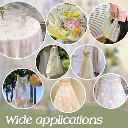 6 meter Geborduurde bloemstof, 1,3 m ras verzorgd kan afwerkingsweefsel van nettof vezelborduurwerk tule stof mest mest mest materiaal voor juuren knutselwerk gordijnen, lila 4