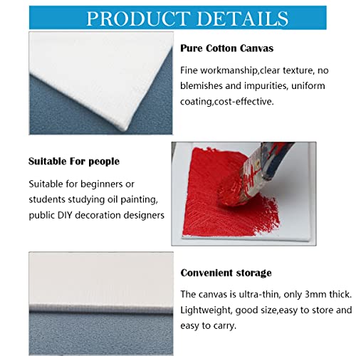 Canvas Panels, Dujelixa 10X10cm Gestrekte Canvas, Blanco Katoen Art Canvas, Voorgestrekte Canvas Board, Canvas voor Schilderen, Geschikt voor Olieverf, Acryl, Aquarel (20 stuks) 3