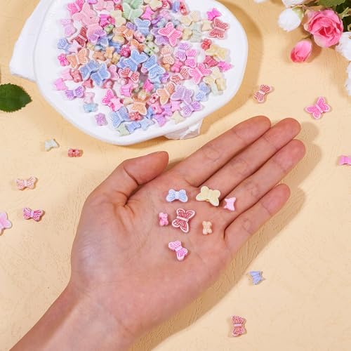 80G Vlinder Plastics Kralen Kleurrijke Insecten Ambacht Kralen Vlinder Spacer Kralen 4 Styles Bulk voor DIY armband ketting sleutel kettingen ambachten sieraden maken 5