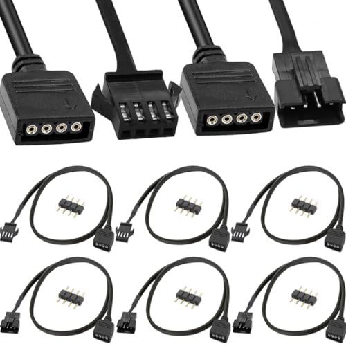 4 Pin RGB Extension Kabel met 4 Pin 12V Man/Vrouw Adapter Kabel voor LED Strips, Computer Fans, Moederborden (3 Kabels Man, 3 Vrouw) met 6 Pack 4 Pin