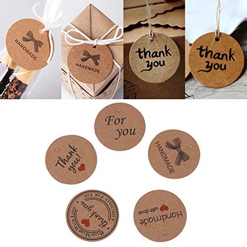 100 st. Ronde papieren geschenk hangers, voor haar / dank / handgemaakt met liefde bruiloft gunsten cadeau Hangers DIY & cadeauverpakking handwerk etiketten #1 5