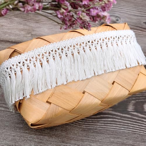 3 Yards 5cm Breed White Cotton Tassel Lace Ribbon Fringe Trimming Fringe Edge Tassel Trimming Naaien Accessoires voor DIY kostuums Kleding Gordijn Kleding Tafelkleed Bruidsdecoratie