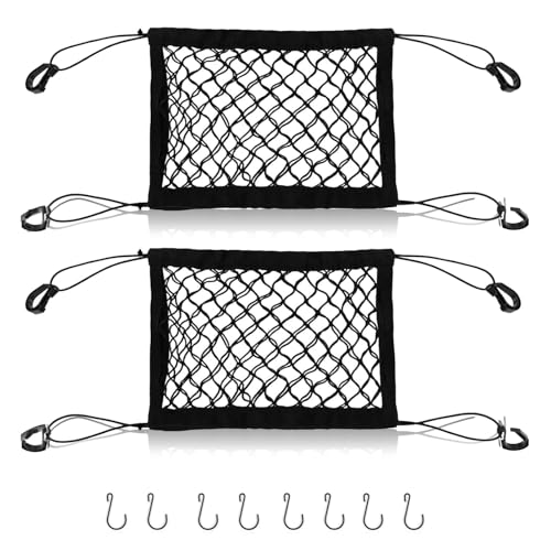 Motorfiets bagagenet, 2 stuks, Elastische dubbele laag opslag Net met hangende ogen en 8 S haken, Bagage Net Auto voor motorfietsen, fietsen, autostoelen