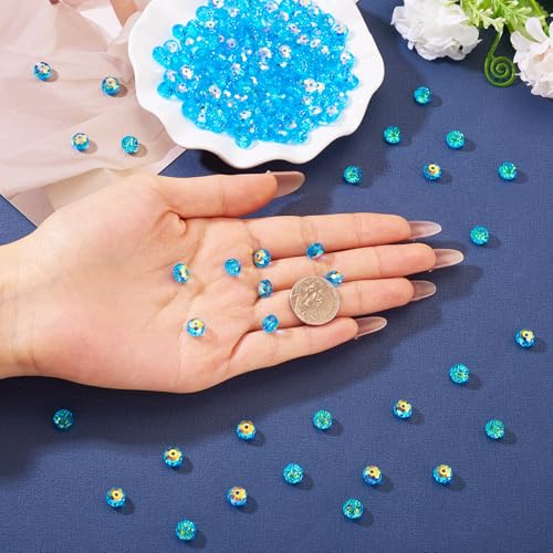 200Pcs Blauw Facet Glazen Kralen 8mm AB Kleur Crystal Rondelle Glas Spacer Kralen Galvaniseren Glazen Chunky Kralen voor DIY armband ketting oorbellen sieraden maken 5