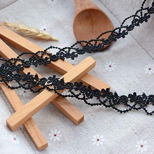 40m Kantband Lace Trim voor Choker, Kettingen, Naaien, Ambachten, Bruiloft, Decoratie, Scrapbooking, Cadeaudoos, D-Zwart 3