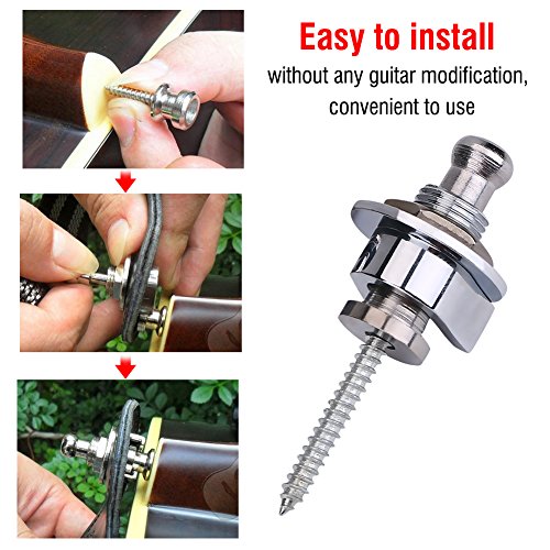 2sts Guitar Strap Locks, Guitar Strap Buttons Anti-Skid Straplocks Elektrische akoestische gitaar Bass Strap Locks 3