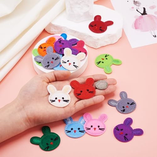 120 st. Konijn hoofd naaien op patches, diverse cartoon konijn konijn geborduurd ijzer op kleding Patches Appliques voor kostuum decoratie reparatie