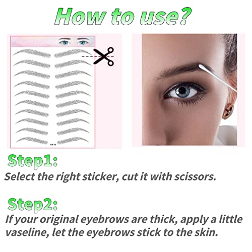 Wenkbrauw Tattoo Sticker, Eyebrow Transfers Stickers Waterdicht 4D Haar als Care Shaping Eyebrow Sticker Valse wenkbrauwen Lange aanhoudende waterdichte make-up Eyebrow Transfers(Brown-08) 5