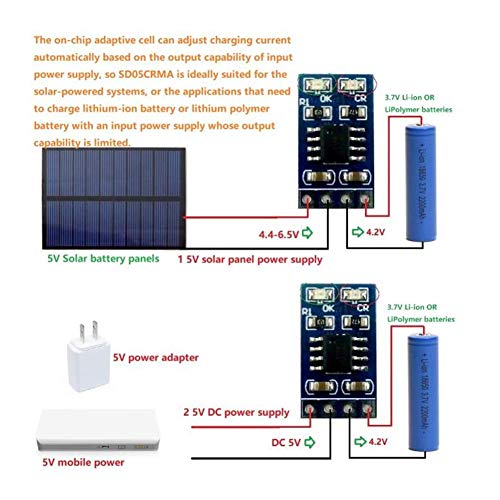 SD05CRMA 4,4-6,5V Input Solar Module Special Charging Module LiPo Li-ion Lithium Battery Charger Controller Module (met Pin) 4
