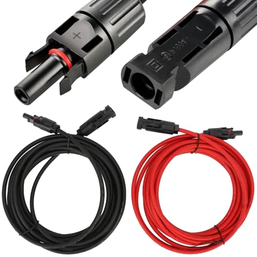 Solar Panel Extension Cable, 10 AWG, Solar Panel Male to Female Plug Adapter Extension Cable with Keys (2 Pieces, 4.9 Feet / 1.5 Meter)