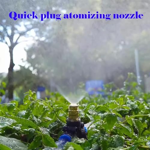 Verstelbare Atomizing Nozzle, Dujelixa 6Pcs Misting Nozzle Connect 12mm Quick Intubation Tube +3pcs blokkeerkop voor groentevelden, omheining spuiten, stofverwijdering, industriële koeling, enz. 4