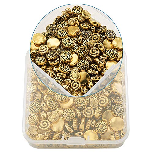 160st 8 Styles Tibetaanse Flat Ronde Kralen Legering Antiek Gouden Metalen Spacer Kralen Bedels voor armband ketting sieraden maken 3