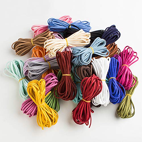Verpakking van 54 lederen riem 3 mm Suede 26 Kleuren voor armbanden, ketting, kralen, sieraden, DIY, handgemaakte ambachten, kleurrijk, 54 Metres