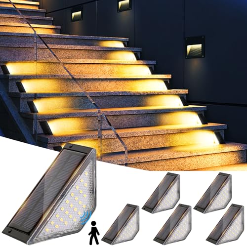 6 x LED Solar Lights voor trap, buiten IP67 Waterdichte Solar Lights voor trap, trap, patio, brug, tuin