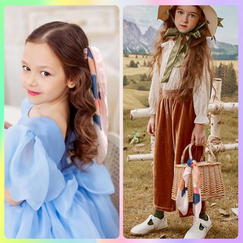 Meisjes sjaal, zacht en elegant chiffon zijde sjaal, veelkleurige sjaal voor meisjes 8-10 jaar, roze, One Size, roze, Eén maat 5