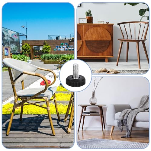 Verpakking van 12 verstelbare meubels Benen, Hoogte verstelbare benen Tafel Benen Zwarte nivellering Benen voor meubels Benen stoel tafel M6 x 20mm 5