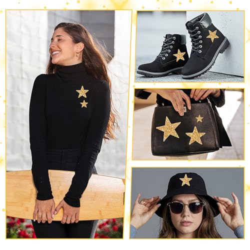 Verpakking van 24 Star Iron-on platen, Gold Rhinestones, Sterren voor Strijken op Rhinestones, Star Appliques, Glitter Star, Sew-on op Iron-on platen, Strijkplaten voor Strijken On 4