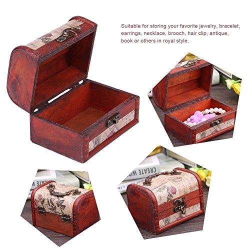 Houten sieraden doos opslag vak hout vintage parel ketting armband cadeauhouder Organisator Classic Handmade Retro Europees houten kabinet Oud geheugen 5