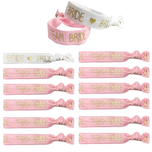 Team Bride Polsbandjes, 11 stuks elastische teambruidarmbanden en 1 bruidsarmband, vrijgezellenfeestaccessoires voor bruiloft, liefde, bruidsdouche decoraties
